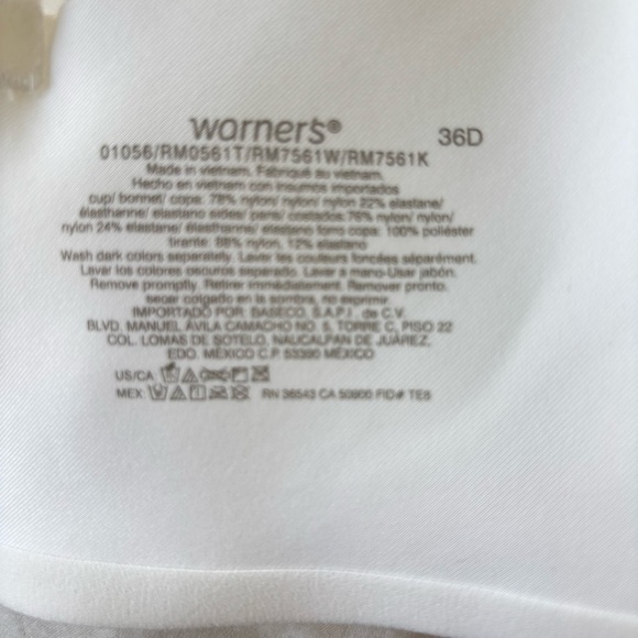 Warners White Wireless Bra 36D - Picture 5 of 7